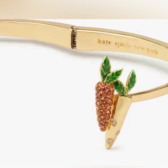 Kate Spade Gold Bangle with Pink and Orange Fruit Accents New - Picture 6 of 7